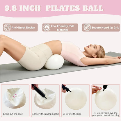 Pilates Kit, Home Pilates Kit with Pilates Ring and Ball Set, 14-Piece Full Body Pilates Equipment Set with Resistance Bands, Sliders, Ankle Weights & Grip Socks for Home Workouts