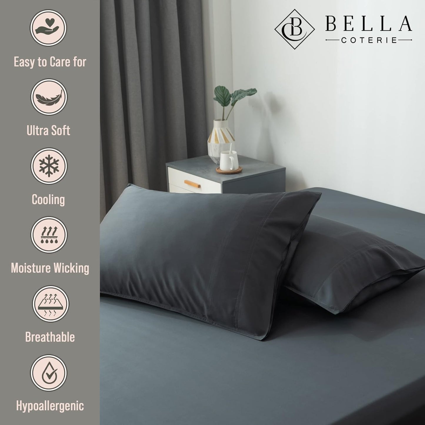 Bella Coterie | Luxury Bamboo Viscose Standard Size Pillowcase Set