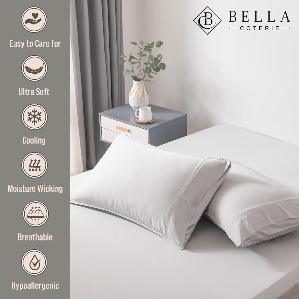 Bella Coterie | Luxury Bamboo Viscose Standard Size Pillowcase Set