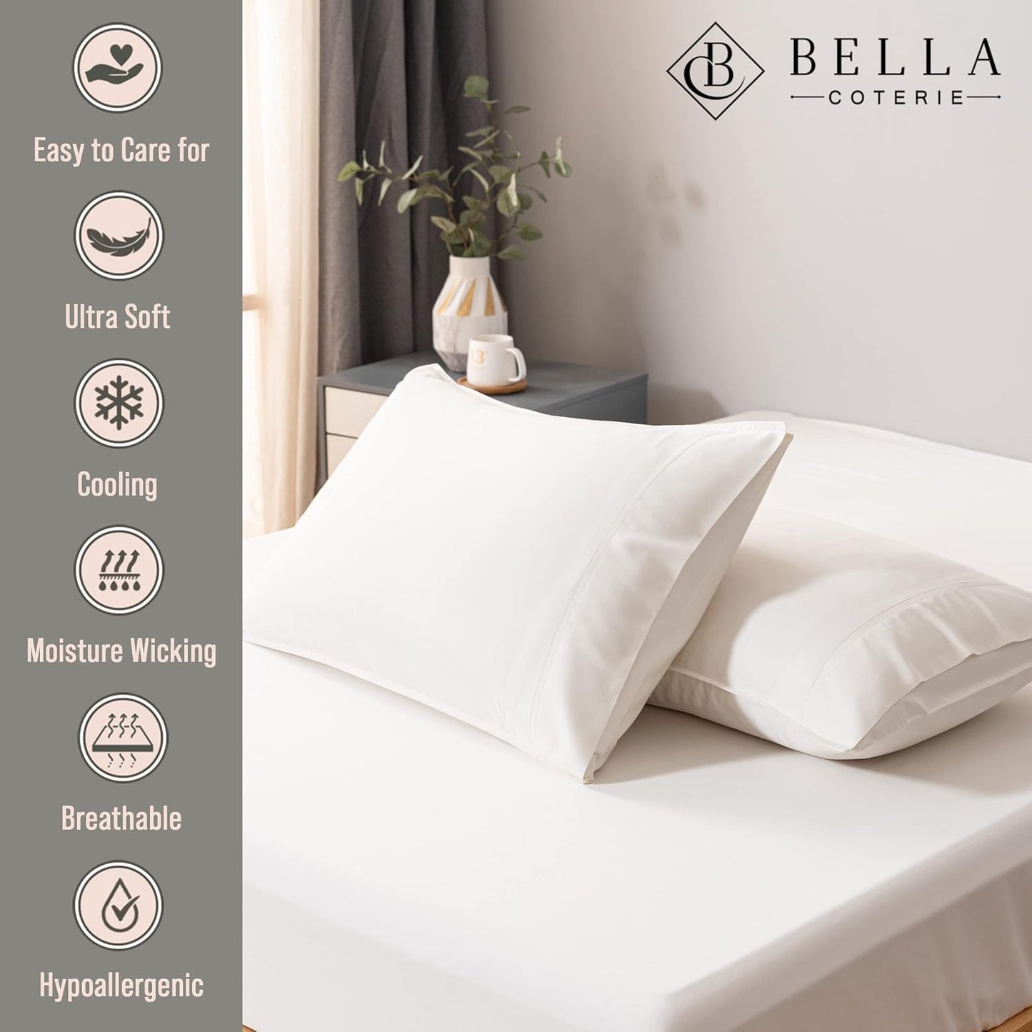 Bella Coterie | Luxury Bamboo Viscose Standard Size Pillowcase Set