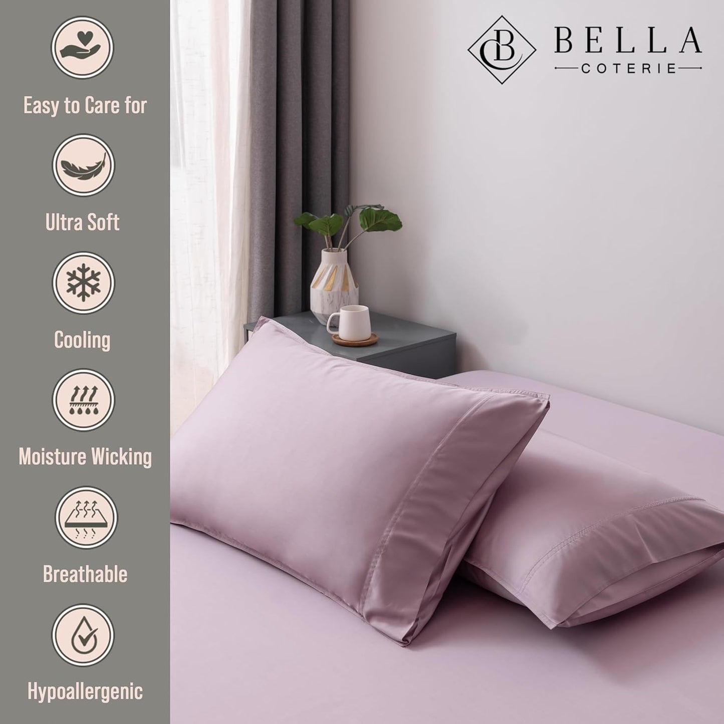 Bella Coterie | Luxury Bamboo Viscose Standard Size Pillowcase Set