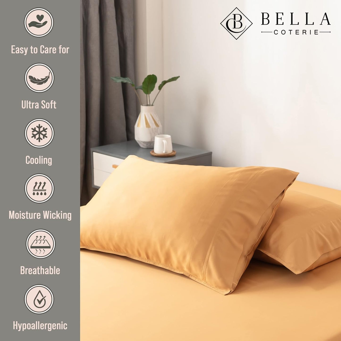 Bella Coterie | Luxury Bamboo Viscose Standard Size Pillowcase Set