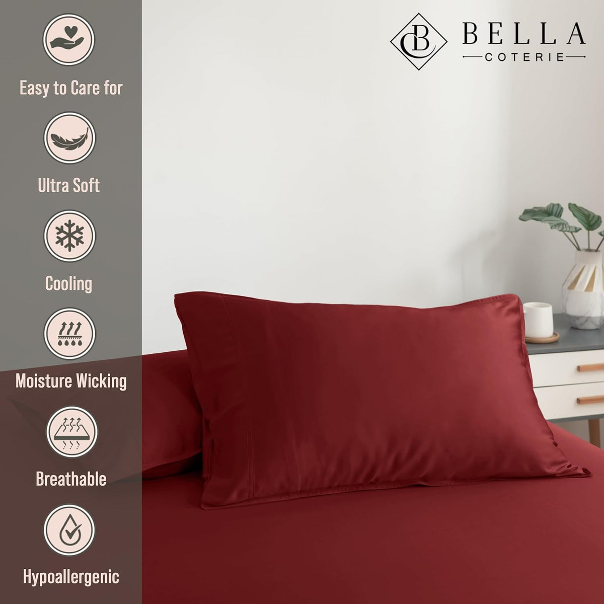 Bella Coterie | Luxury Bamboo Viscose Standard Size Pillowcase Set