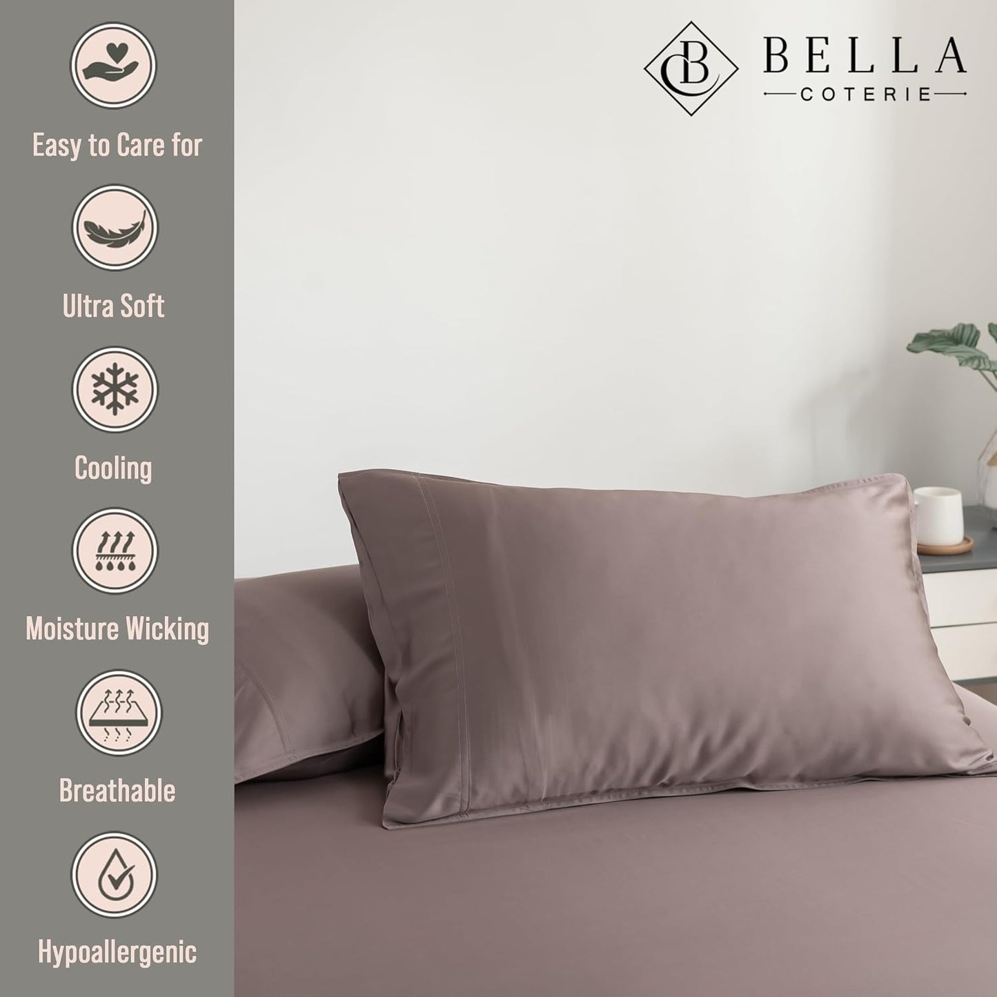 Bella Coterie | Luxury Bamboo Viscose Standard Size Pillowcase Set