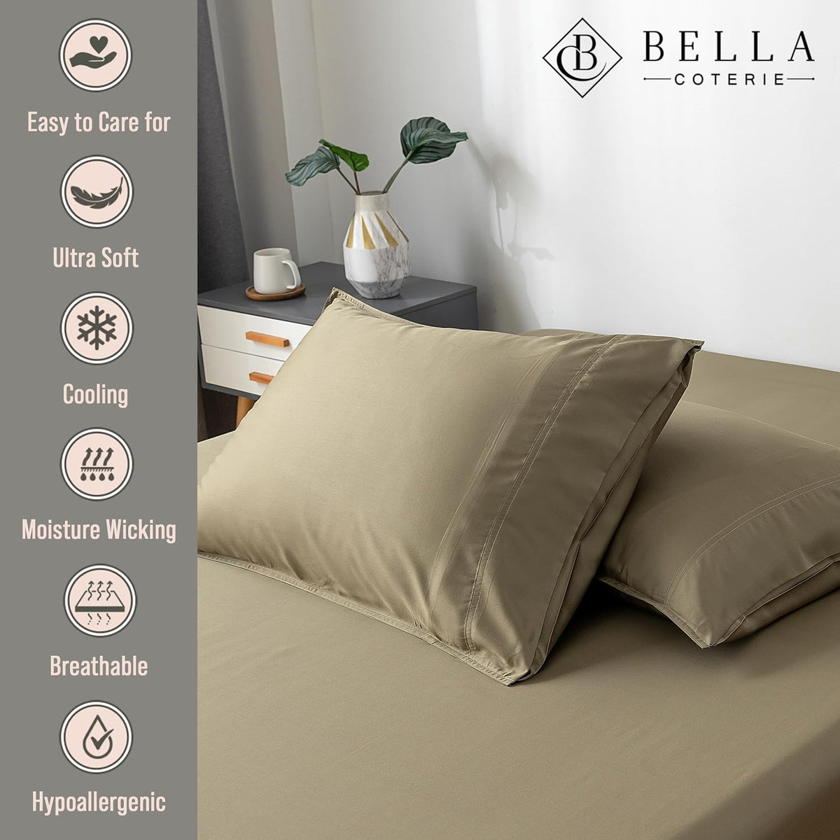 Bella Coterie | Luxury Bamboo Viscose Standard Size Pillowcase Set
