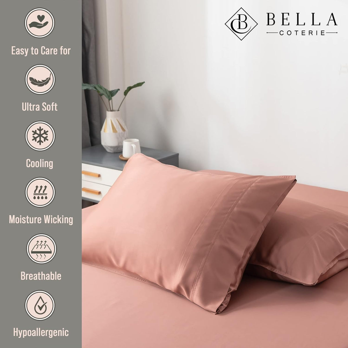 Bella Coterie | Luxury Bamboo Viscose Standard Size Pillowcase Set