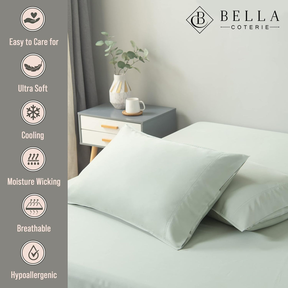 Bella Coterie | Luxury Bamboo Viscose Standard Size Pillowcase Set