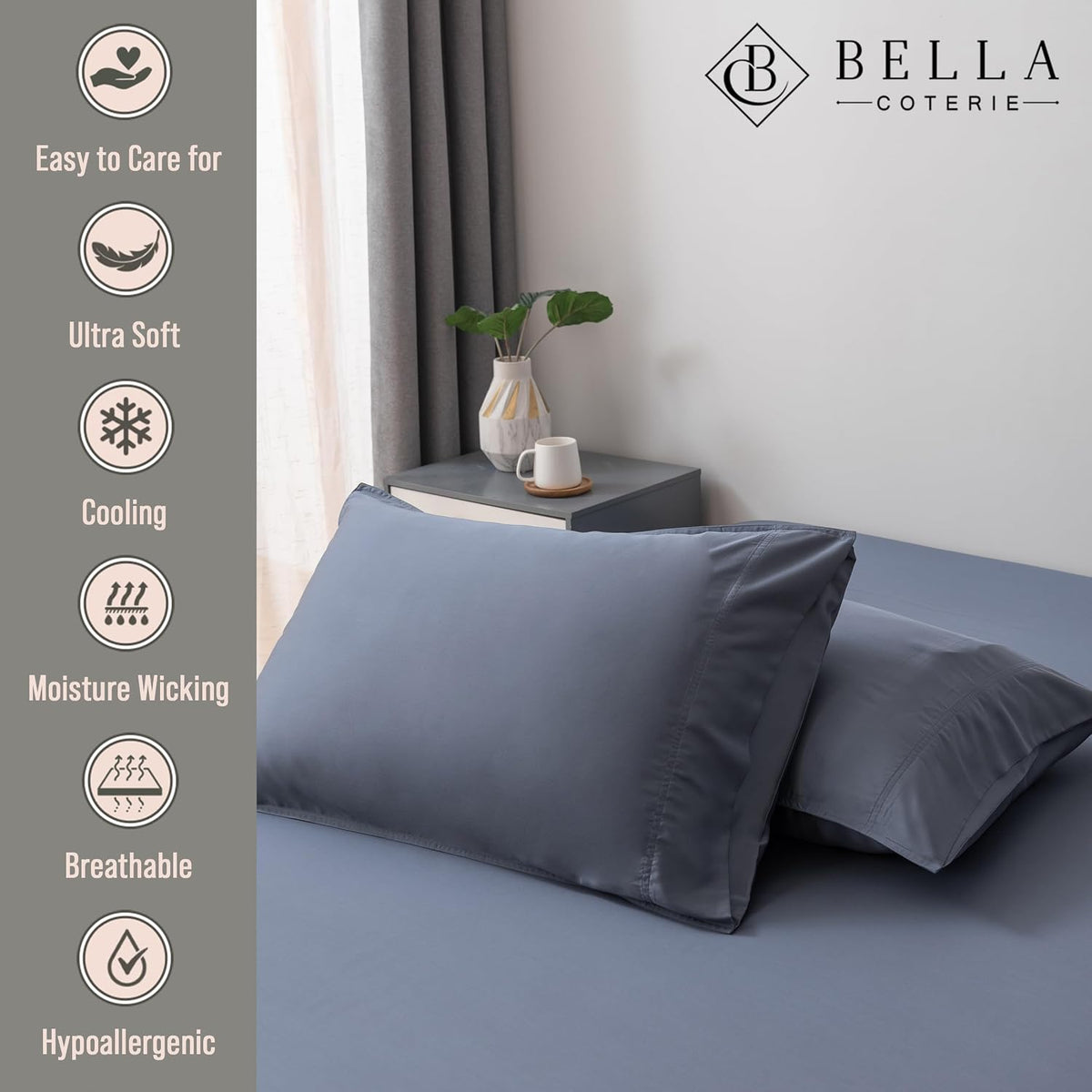 Bella Coterie | Luxury Bamboo Viscose Standard Size Pillowcase Set