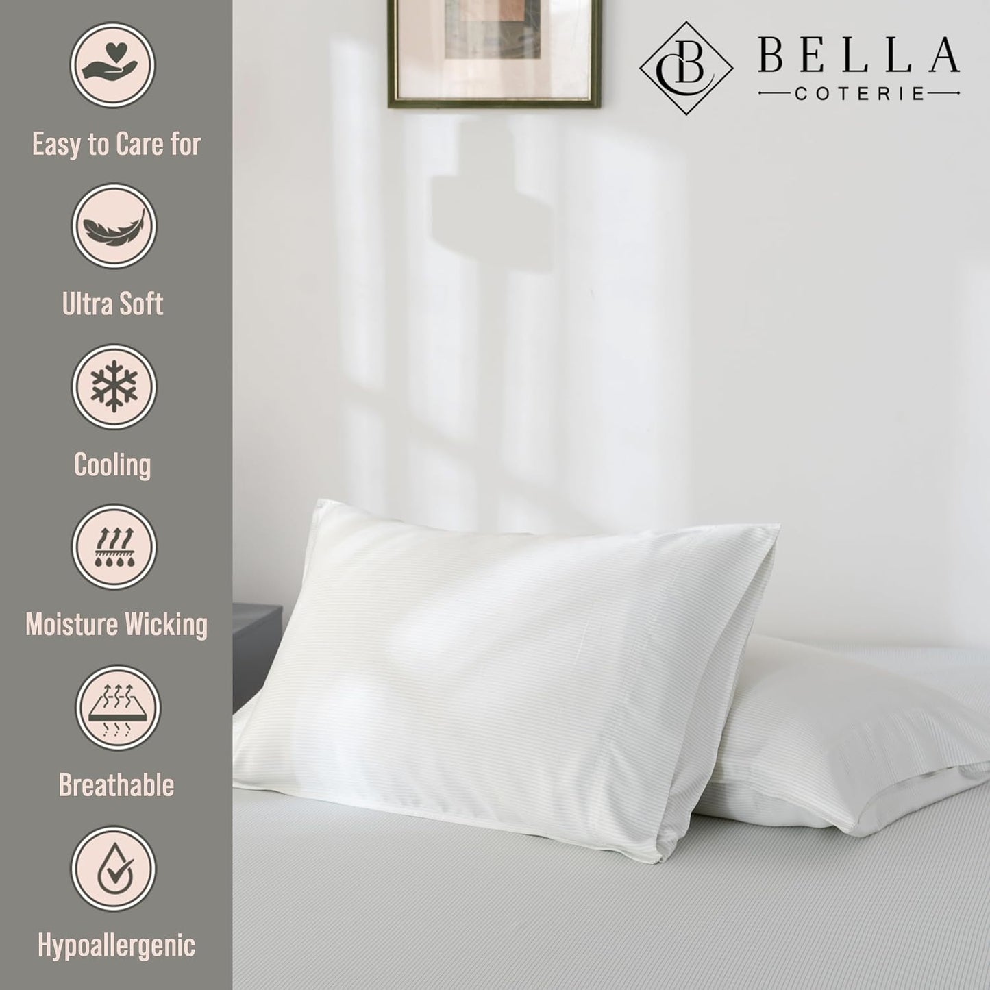 Bella Coterie | Luxury Bamboo Viscose Standard Size Pillowcase Set