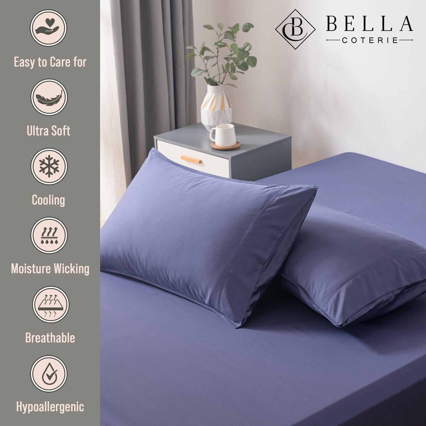 Bella Coterie | Luxury Bamboo Viscose Standard Size Pillowcase Set