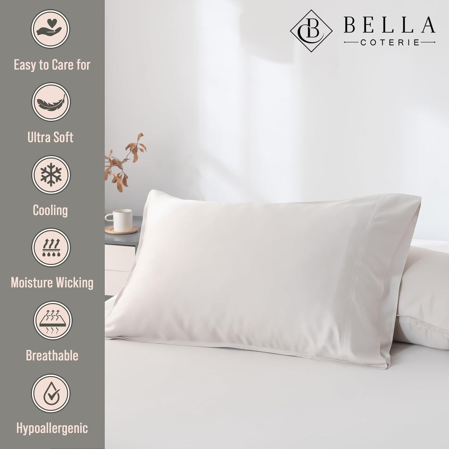 Bella Coterie | Luxury Bamboo Viscose Standard Size Pillowcase Set