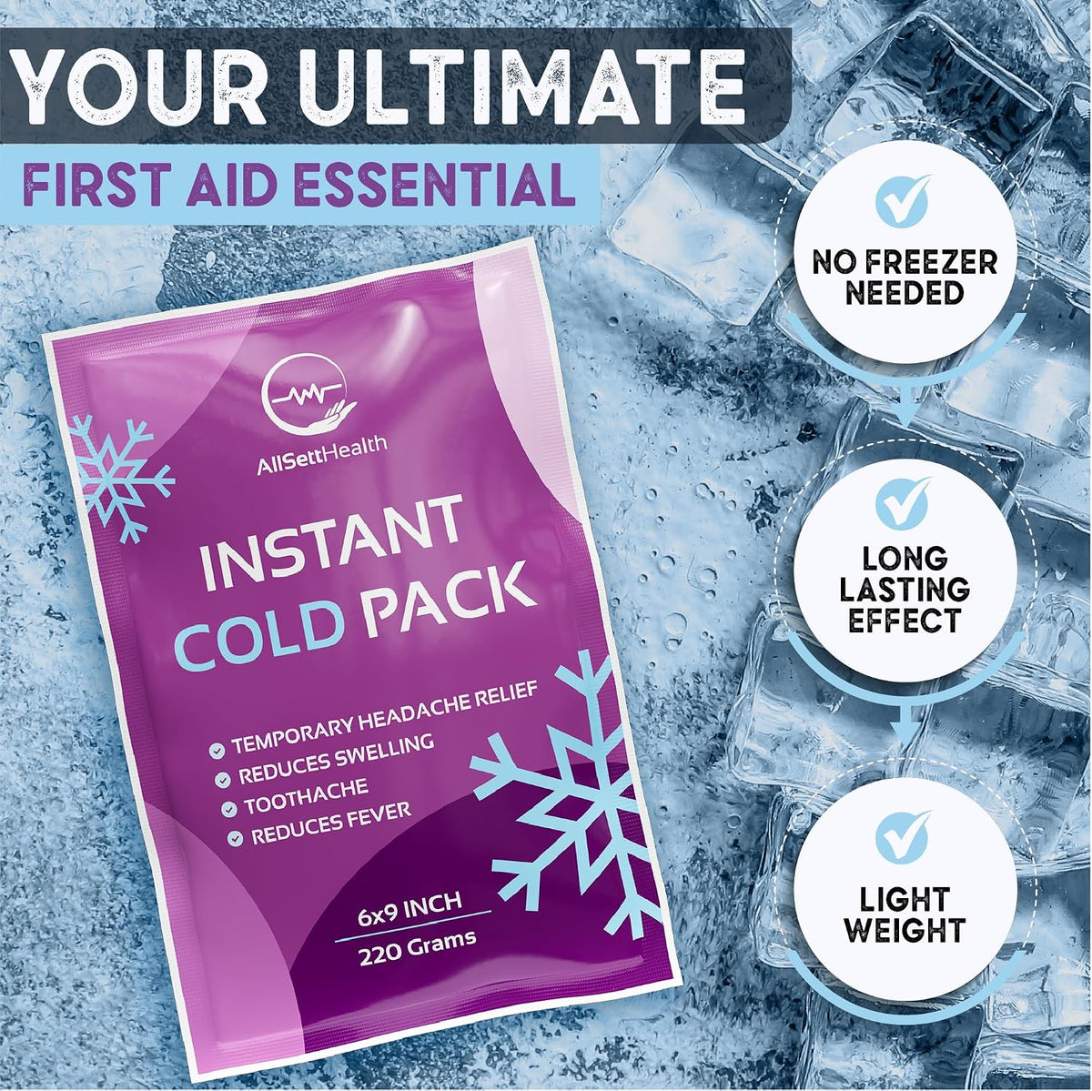 50 Pack Instant Ice Packs for Injuries, Disposable First Aid Cold Packs