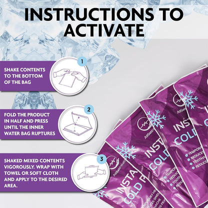 50 Pack Instant Ice Packs for Injuries, Disposable First Aid Cold Packs