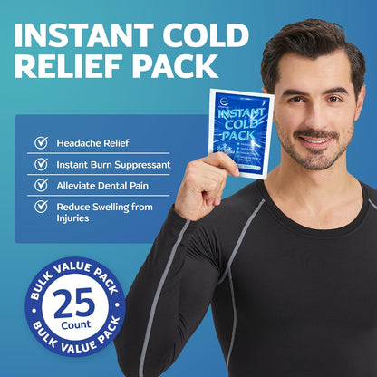 50 Pack Instant Ice Packs for Injuries, Disposable First Aid Cold Packs