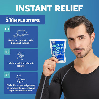 50 Pack Instant Ice Packs for Injuries, Disposable First Aid Cold Packs