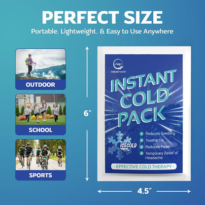 50 Pack Instant Ice Packs for Injuries, Disposable First Aid Cold Packs