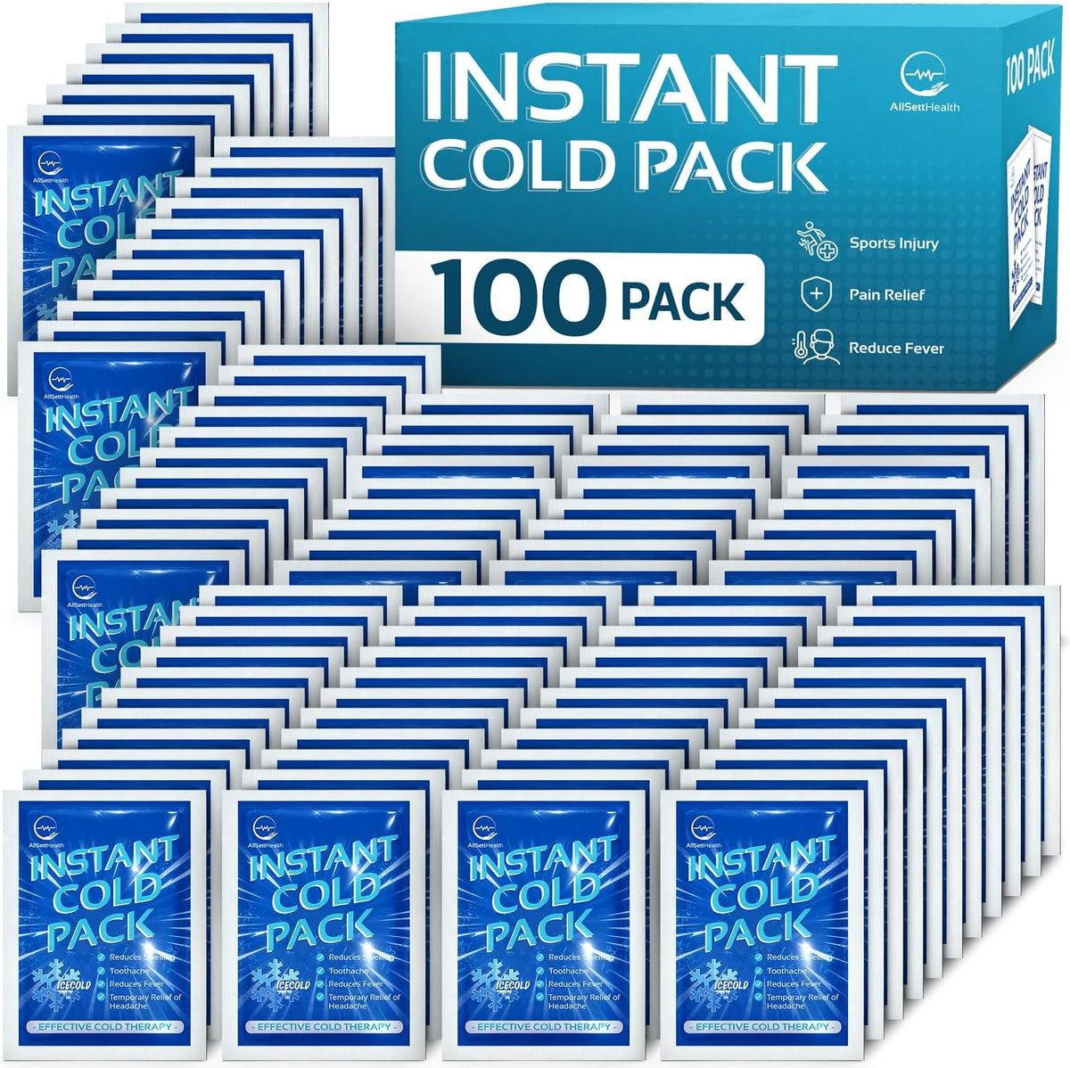 50 Pack Instant Ice Packs for Injuries, Disposable First Aid Cold Packs