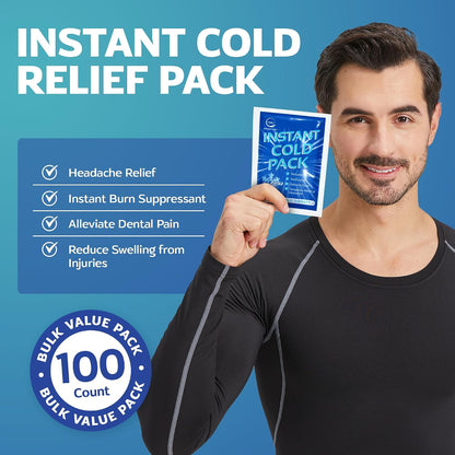 50 Pack Instant Ice Packs for Injuries, Disposable First Aid Cold Packs