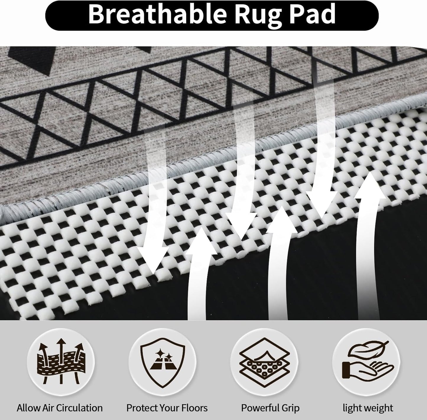 Non Slip Rug Pads 2x3 Ft Non Skid Rug Pad Gripper, Anti-Slip Carpet Rug Mats for Under Rugs and Hard Surface Floors