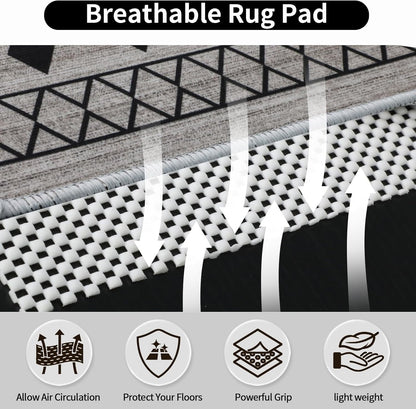 Non Slip Rug Pads 2x3 Ft Non Skid Rug Pad Gripper, Anti-Slip Carpet Rug Mats for Under Rugs and Hard Surface Floors