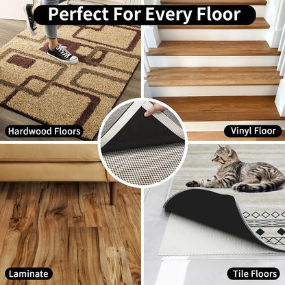 Non Slip Rug Pads 2x3 Ft Non Skid Rug Pad Gripper, Anti-Slip Carpet Rug Mats for Under Rugs and Hard Surface Floors