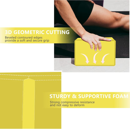 9"x6"x3" Yoga Blocks, Soft Non-Slip Surface Premium Foam Blocks, Supportive, Lightweight, Odor Resistant, Yoga Accessories for Pilates Meditation General Fitness Stretching Toning