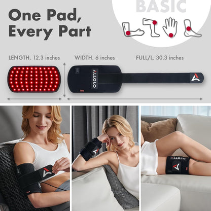 Red Light for Body, 3 in 1 LEDs Red Light Belt with Timer Remote Control, 660nm 850nm Infrared Light Pad for Body Waist Shoulder Knee, 12.6" x 6.3" Large Area