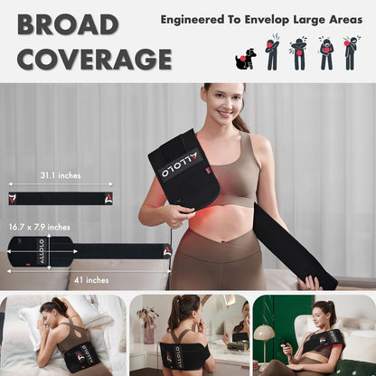 Red Light for Body, 3 in 1 LEDs Red Light Belt with Timer Remote Control, 660nm 850nm Infrared Light Pad for Body Waist Shoulder Knee, 12.6" x 6.3" Large Area