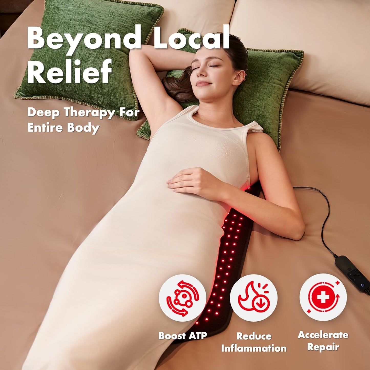 Red Light for Body, 3 in 1 LEDs Red Light Belt with Timer Remote Control, 660nm 850nm Infrared Light Pad for Body Waist Shoulder Knee, 12.6" x 6.3" Large Area
