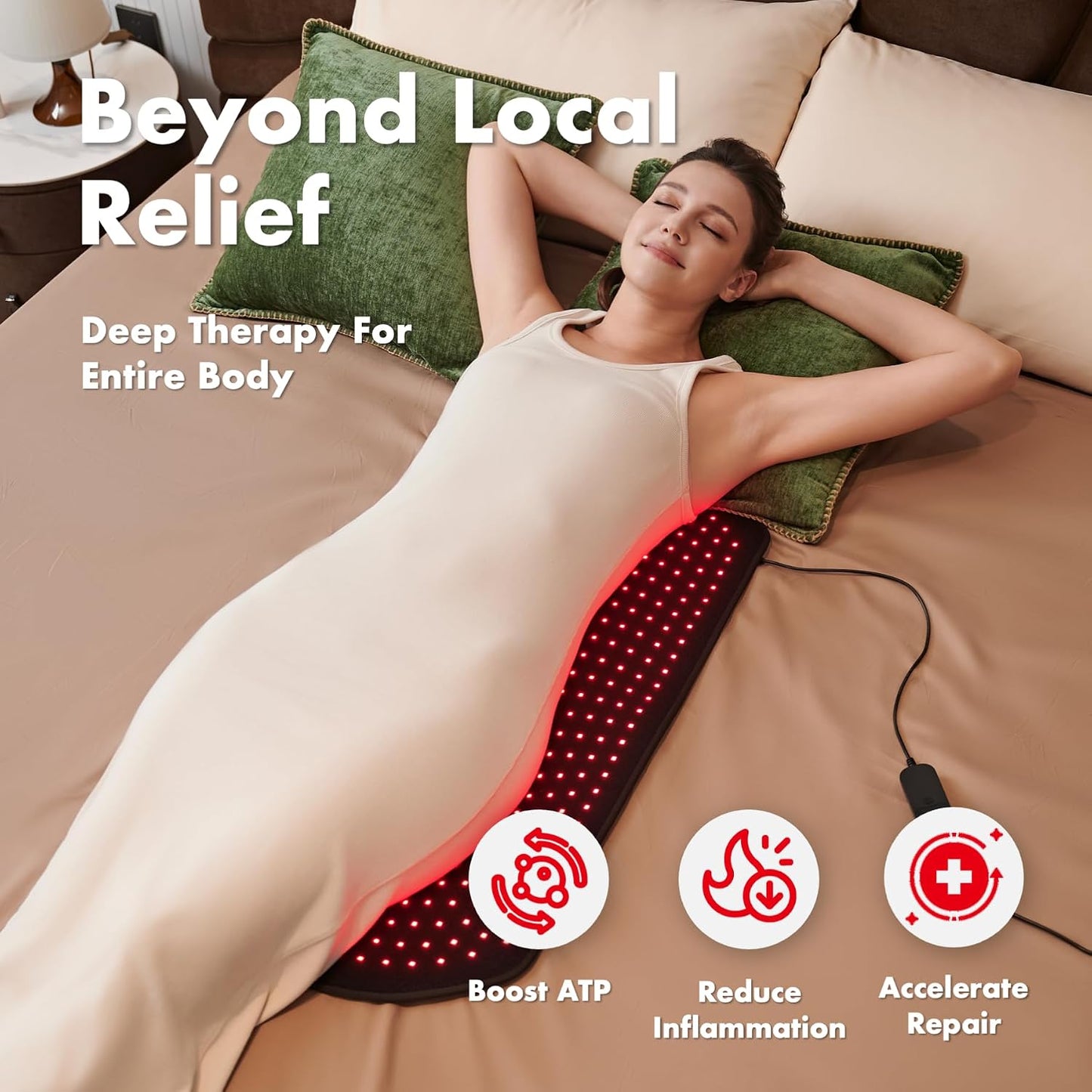 Red Light for Body, 3 in 1 LEDs Red Light Belt with Timer Remote Control, 660nm 850nm Infrared Light Pad for Body Waist Shoulder Knee, 12.6" x 6.3" Large Area