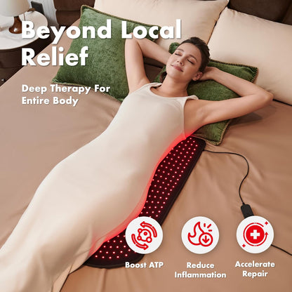 Red Light for Body, 3 in 1 LEDs Red Light Belt with Timer Remote Control, 660nm 850nm Infrared Light Pad for Body Waist Shoulder Knee, 12.6" x 6.3" Large Area