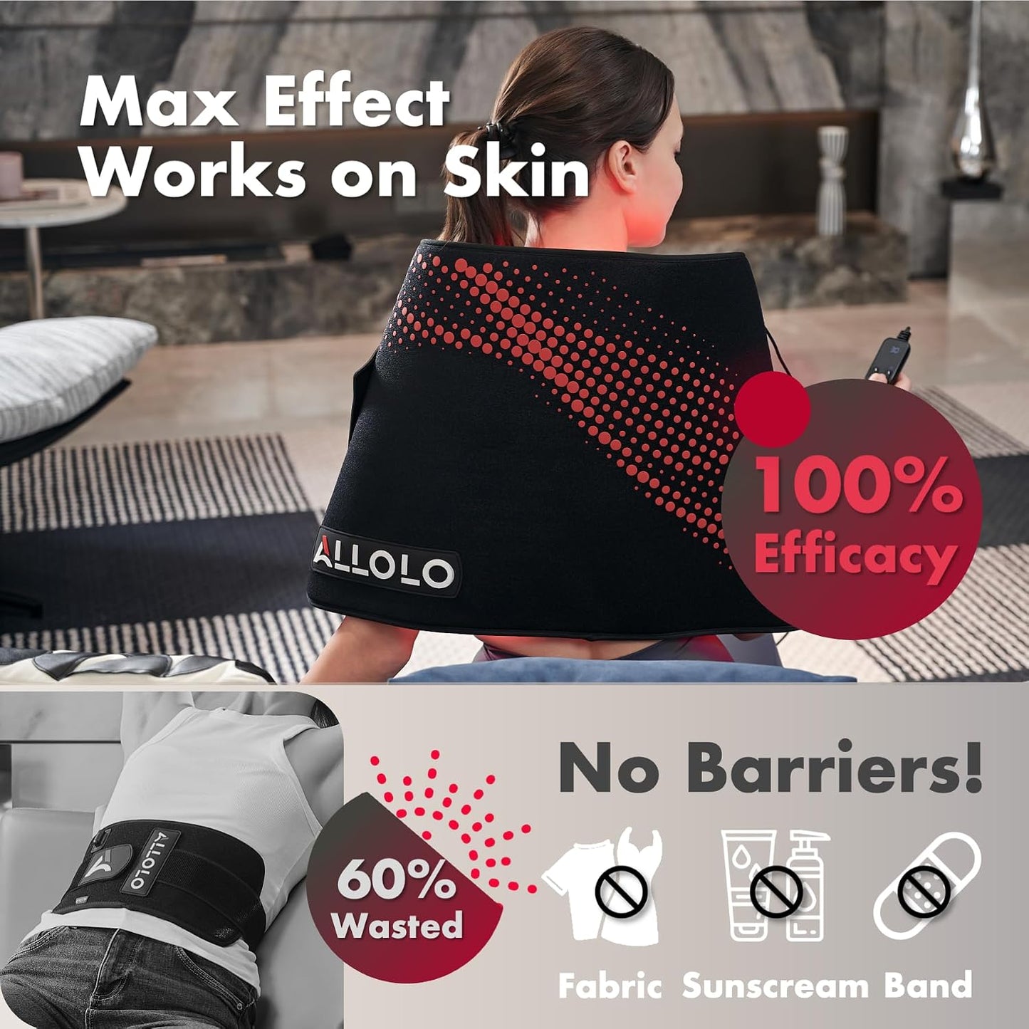 Red Light for Body, 3 in 1 LEDs Red Light Belt with Timer Remote Control, 660nm 850nm Infrared Light Pad for Body Waist Shoulder Knee, 12.6" x 6.3" Large Area