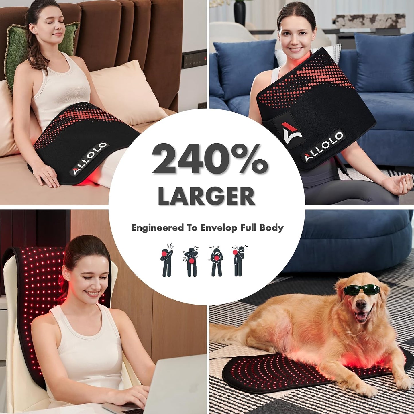 Red Light for Body, 3 in 1 LEDs Red Light Belt with Timer Remote Control, 660nm 850nm Infrared Light Pad for Body Waist Shoulder Knee, 12.6" x 6.3" Large Area