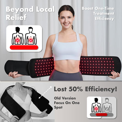 Red Light for Body, 3 in 1 LEDs Red Light Belt with Timer Remote Control, 660nm 850nm Infrared Light Pad for Body Waist Shoulder Knee, 12.6" x 6.3" Large Area