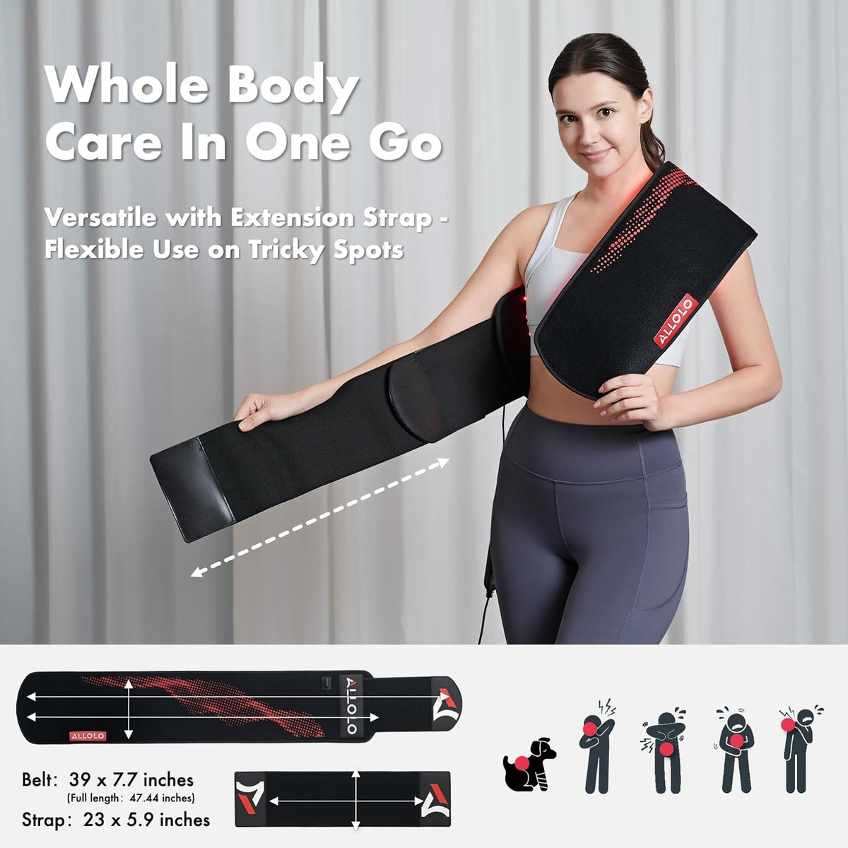 Red Light for Body, 3 in 1 LEDs Red Light Belt with Timer Remote Control, 660nm 850nm Infrared Light Pad for Body Waist Shoulder Knee, 12.6" x 6.3" Large Area