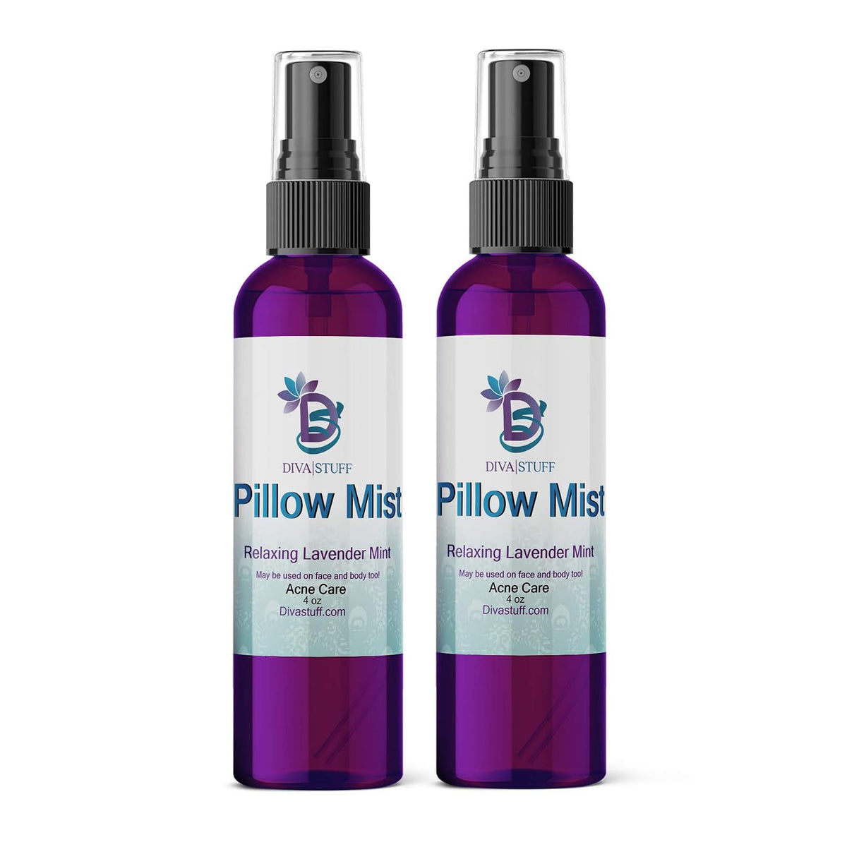 Pillow Mist - Promotes Clear Skin & Protects from Acne-Causing Funk, Cleans Pillows, Hands & Sheets - Aromatherapy Spray for Relaxation & Sleep, Made in USA (Lavender, Dual Pack, 4 oz Each)