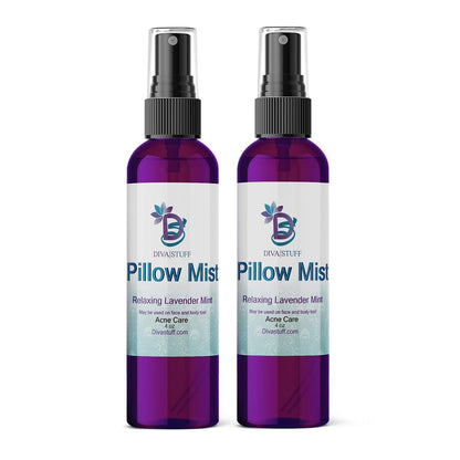 Pillow Mist - Promotes Clear Skin & Protects from Acne-Causing Funk, Cleans Pillows, Hands & Sheets - Aromatherapy Spray for Relaxation & Sleep, Made in USA (Lavender, Dual Pack, 4 oz Each)