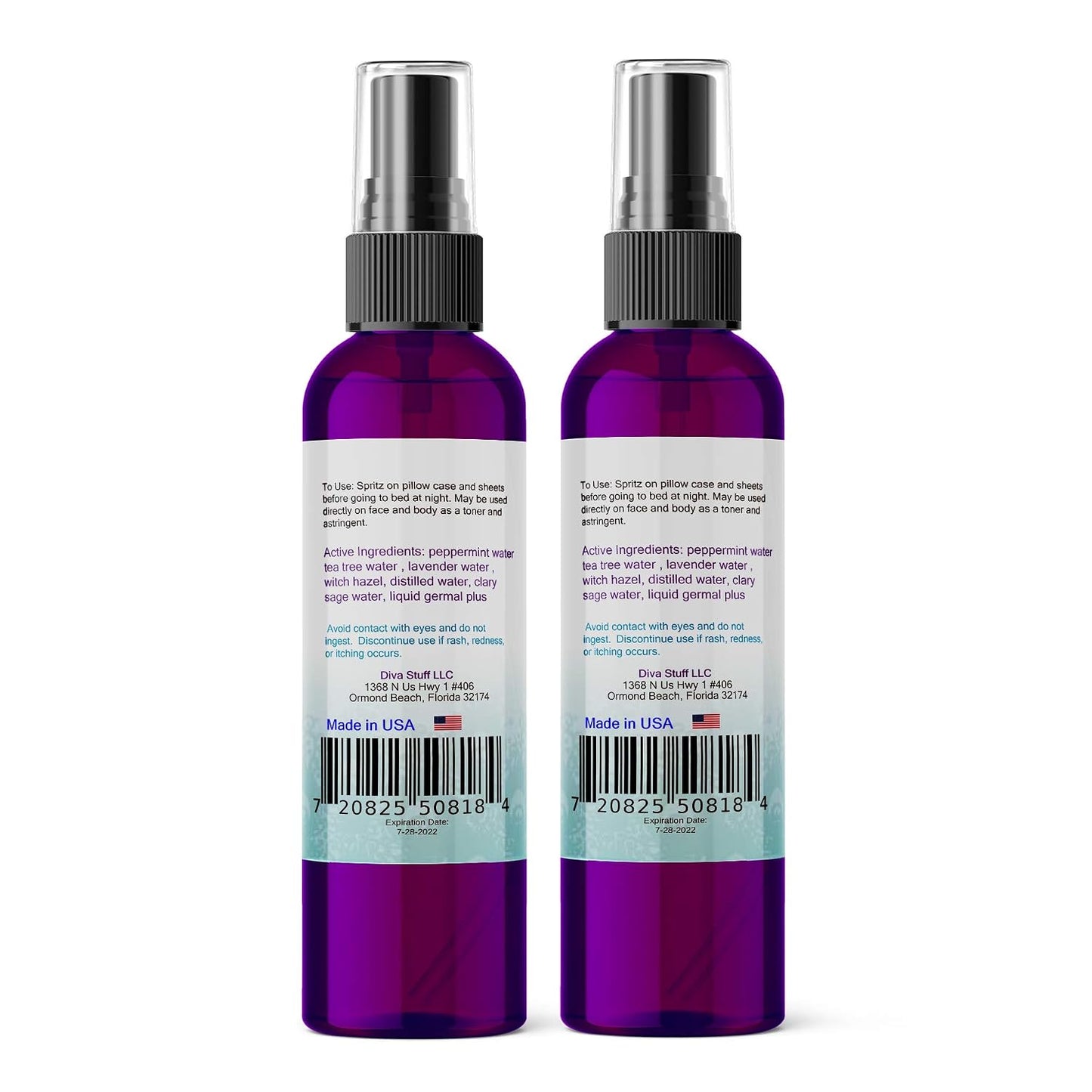 Pillow Mist - Promotes Clear Skin & Protects from Acne-Causing Funk, Cleans Pillows, Hands & Sheets - Aromatherapy Spray for Relaxation & Sleep, Made in USA (Lavender, Dual Pack, 4 oz Each)