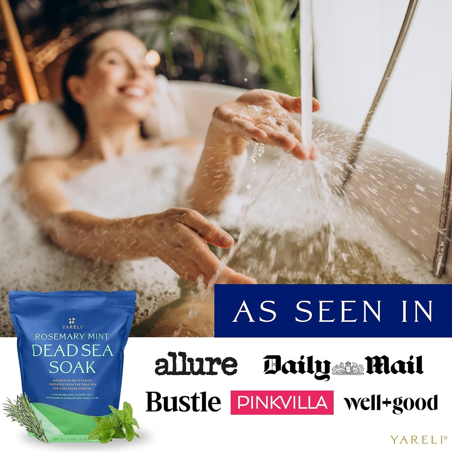 Yareli Magnesium Flakes, 15lb Dead Sea Bath Soak, Alternative to Epsom Salt