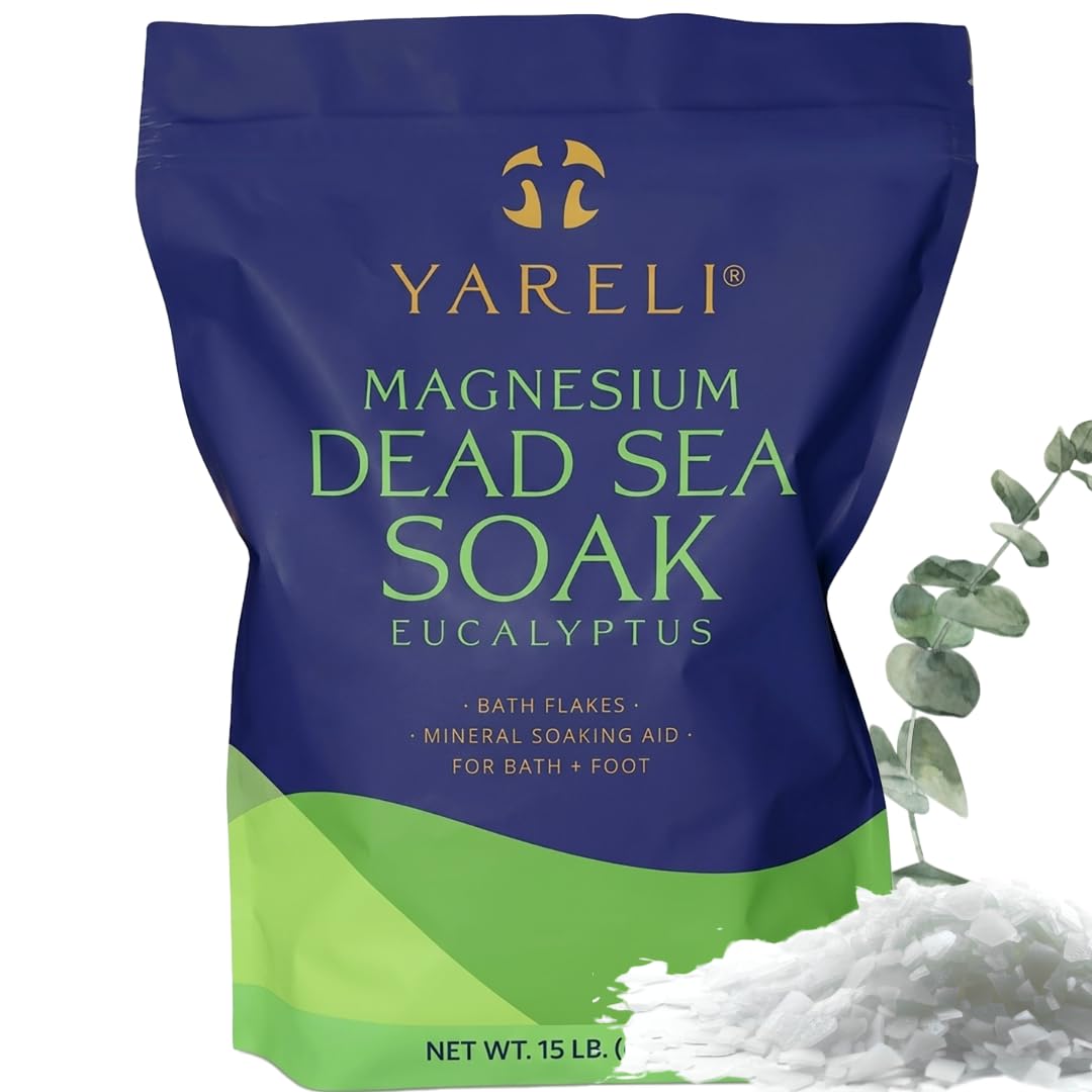 Yareli Magnesium Flakes, 15lb Dead Sea Bath Soak, Alternative to Epsom Salt