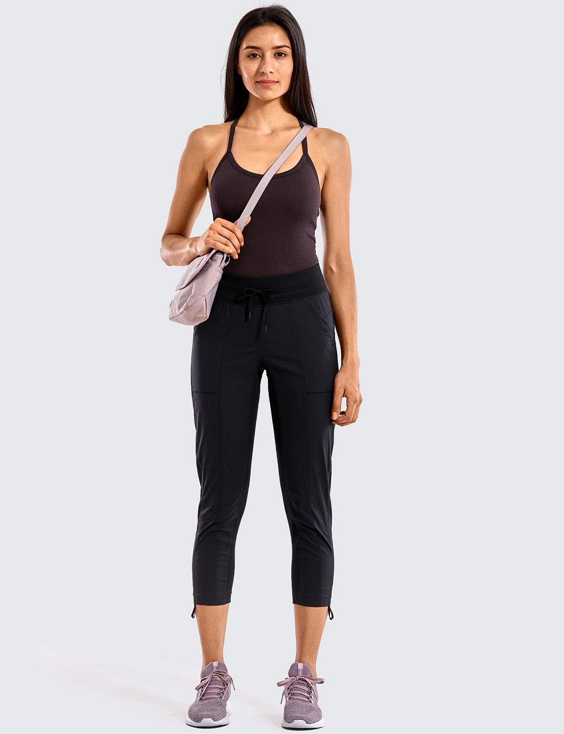 Seamless Rib Y Back Tank Tops | Light Support, Built in Bra, Removable Pads, Yoga, Ribbed, Scoop Neck, for Women