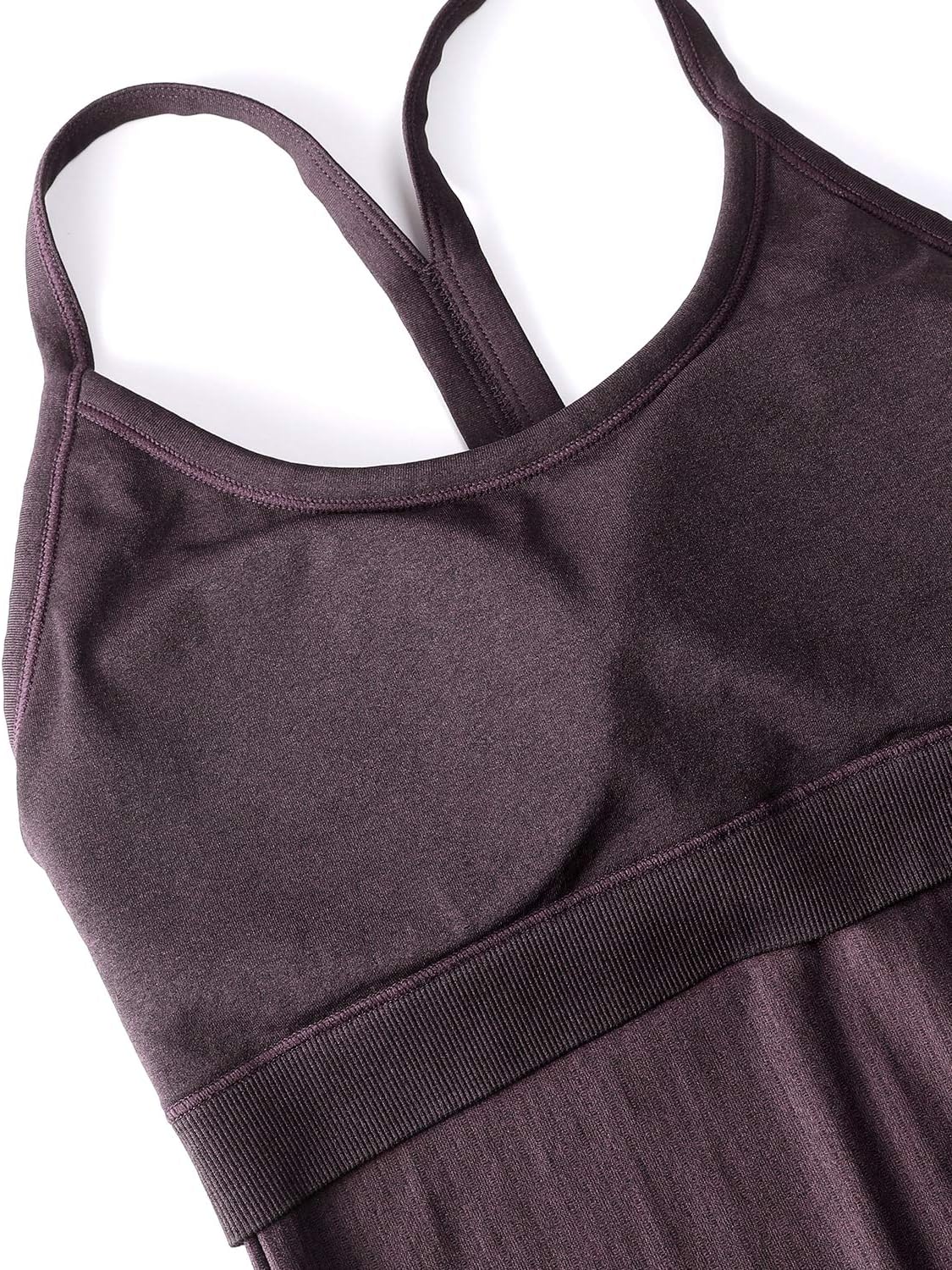 Seamless Rib Y Back Tank Tops | Light Support, Built in Bra, Removable Pads, Yoga, Ribbed, Scoop Neck, for Women