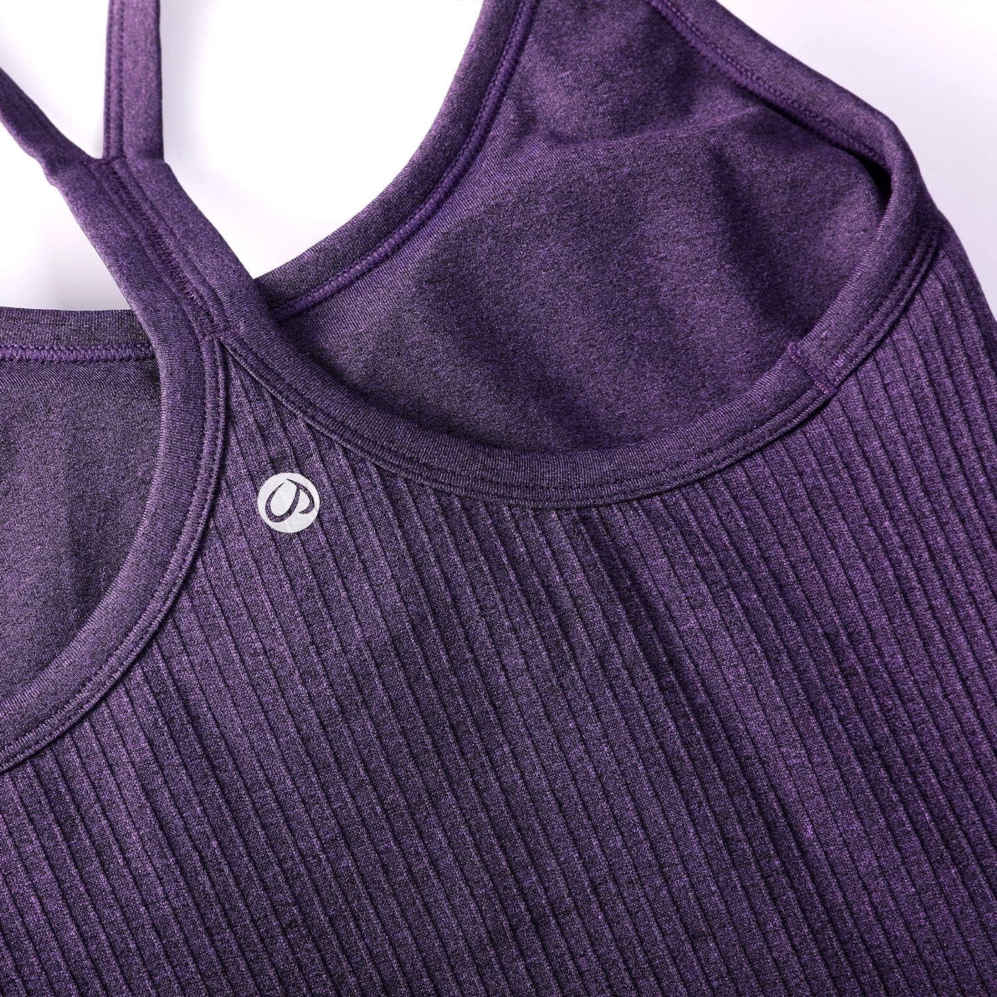 Seamless Rib Y Back Tank Tops | Light Support, Built in Bra, Removable Pads, Yoga, Ribbed, Scoop Neck, for Women