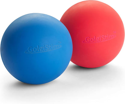 Lacrosse Massage Balls for Trigger Point Therapy, Muscle Knots, Yoga, Myofascial Release - Contains Pair of 2 Balls and Mesh Carrying Bag (Red and Blue)
