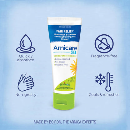Arnicare Gel for Relief of Joint Pain, Muscle Pain, Muscle Soreness, and Swelling from Bruises or Injury - Non-greasy and Fragrance-Free - 2.6 oz