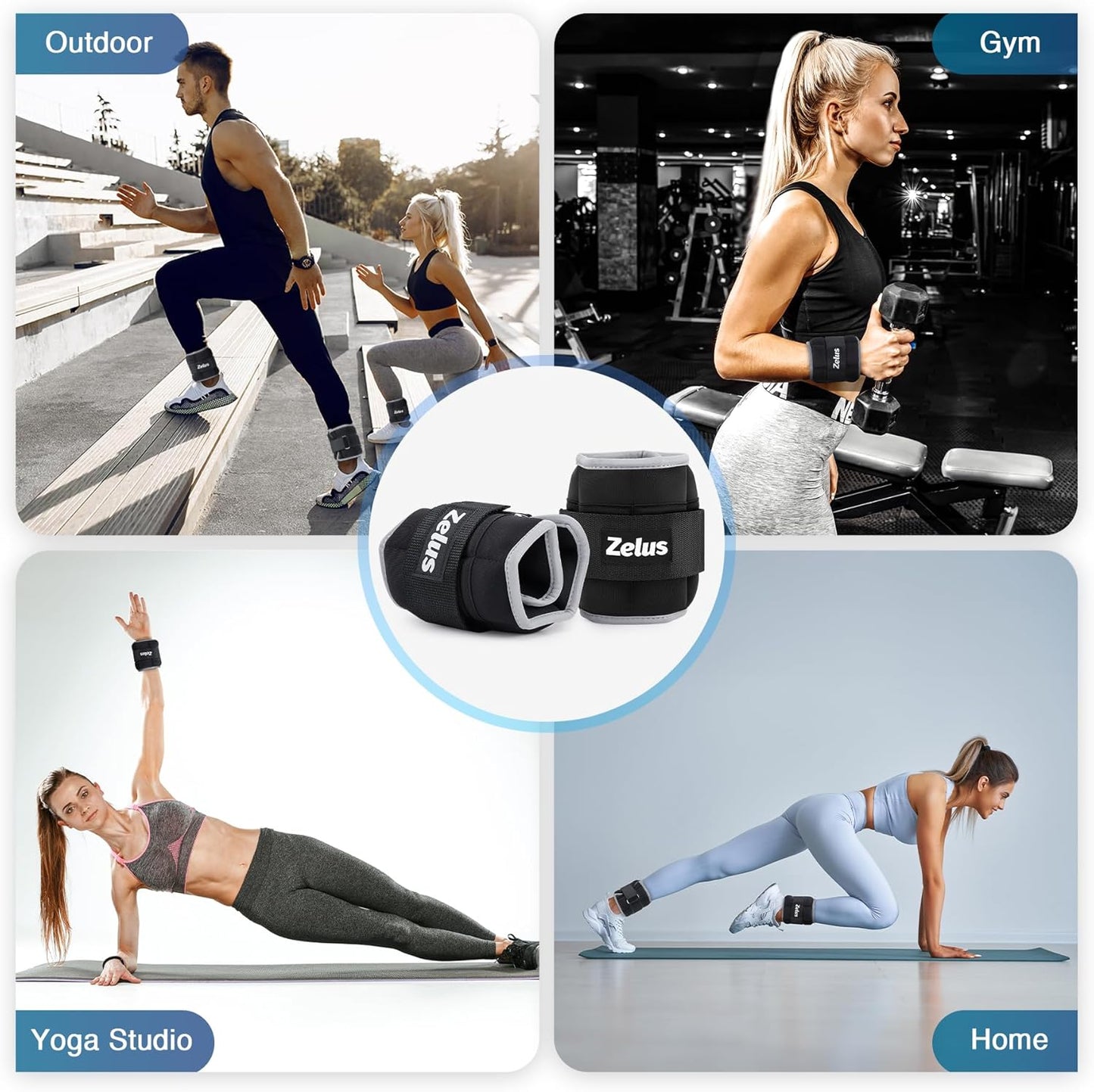 1 Pair Adjustable Ankle Weights, 2 4 6 8 10 lb Modularized Leg Weight Straps for Women Men, Weighted Ankle Weight Set with Removable Sandbags, 1-5 lb per Ankle Strap for Gym Yoga Jogging Walking