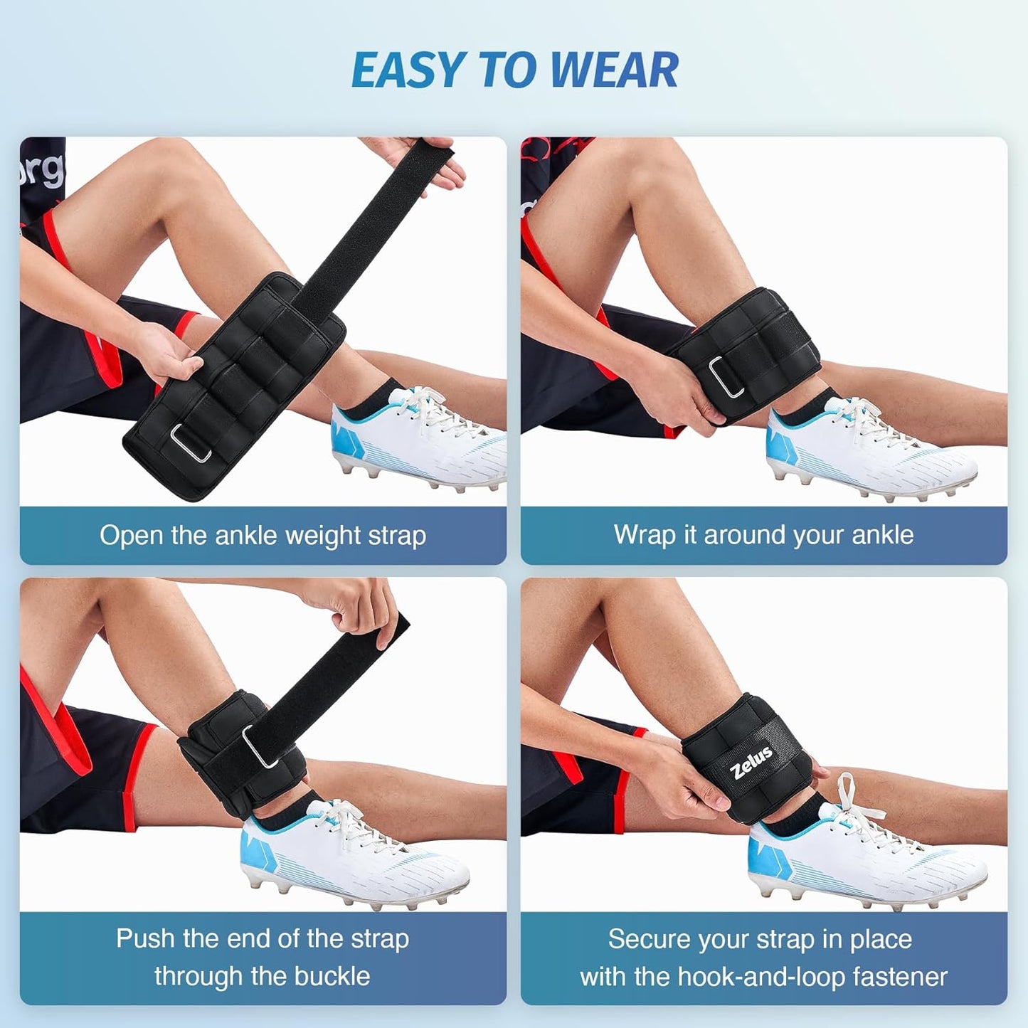 1 Pair Adjustable Ankle Weights, 2 4 6 8 10 lb Modularized Leg Weight Straps for Women Men, Weighted Ankle Weight Set with Removable Sandbags, 1-5 lb per Ankle Strap for Gym Yoga Jogging Walking