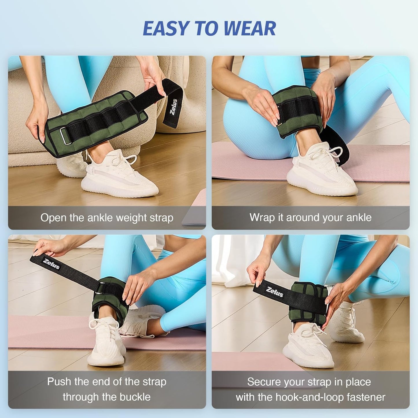 1 Pair Adjustable Ankle Weights, 2 4 6 8 10 lb Modularized Leg Weight Straps for Women Men, Weighted Ankle Weight Set with Removable Sandbags, 1-5 lb per Ankle Strap for Gym Yoga Jogging Walking