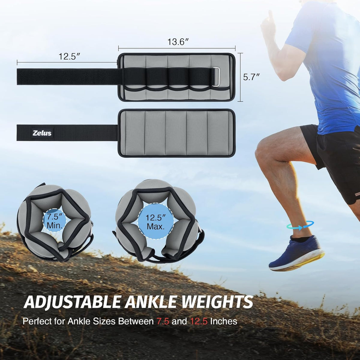 1 Pair Adjustable Ankle Weights, 2 4 6 8 10 lb Modularized Leg Weight Straps for Women Men, Weighted Ankle Weight Set with Removable Sandbags, 1-5 lb per Ankle Strap for Gym Yoga Jogging Walking