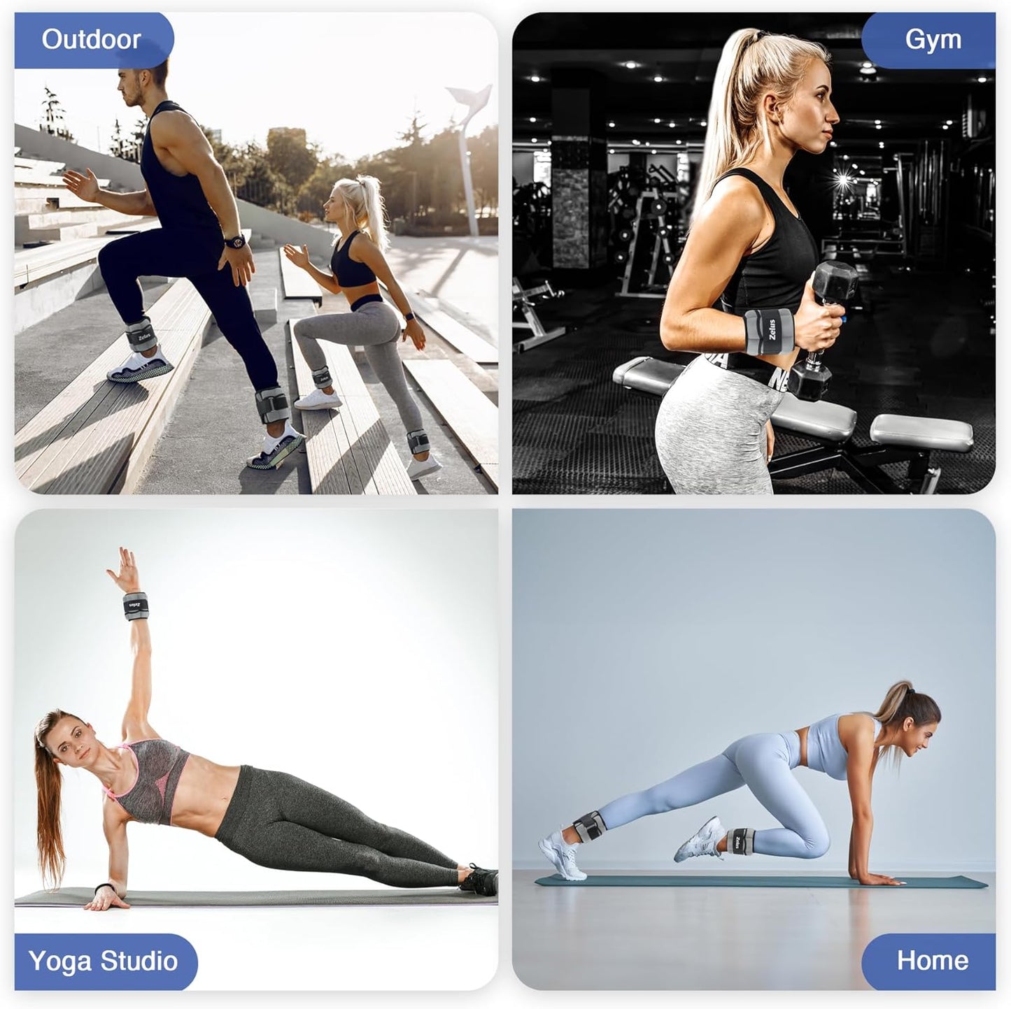 1 Pair Adjustable Ankle Weights, 2 4 6 8 10 lb Modularized Leg Weight Straps for Women Men, Weighted Ankle Weight Set with Removable Sandbags, 1-5 lb per Ankle Strap for Gym Yoga Jogging Walking